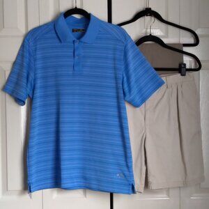 Men's Callaway Blue Striped Performance Polo Golf Shirt Size Medium
